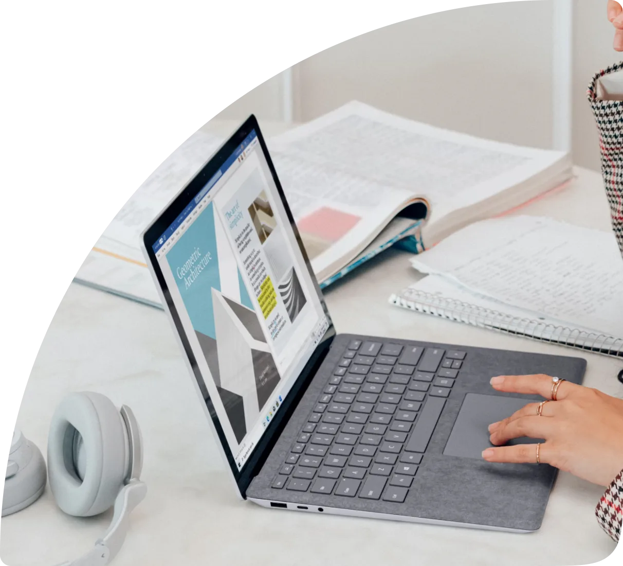 Working on a laptop at a desk